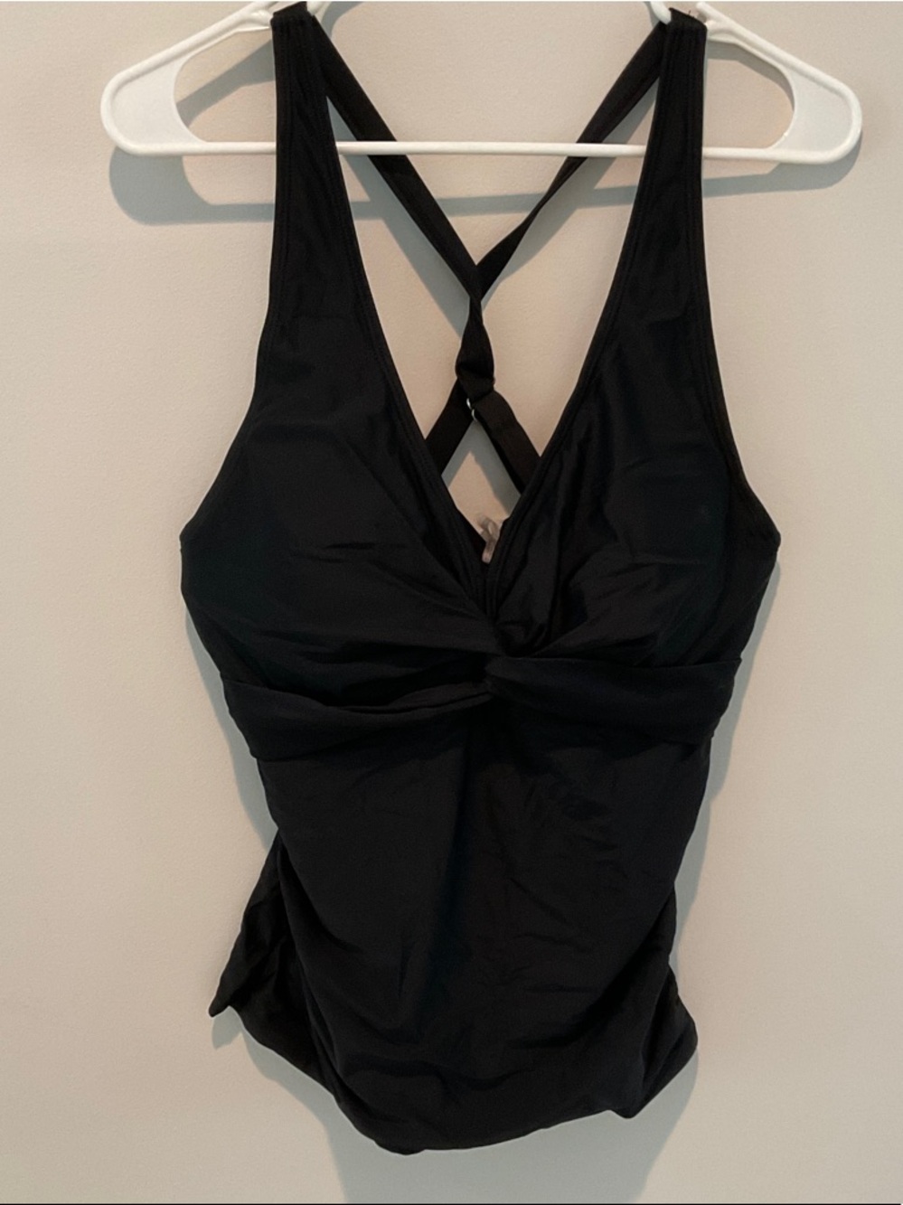 Black Twist-Front One-Piece Swim Tankini